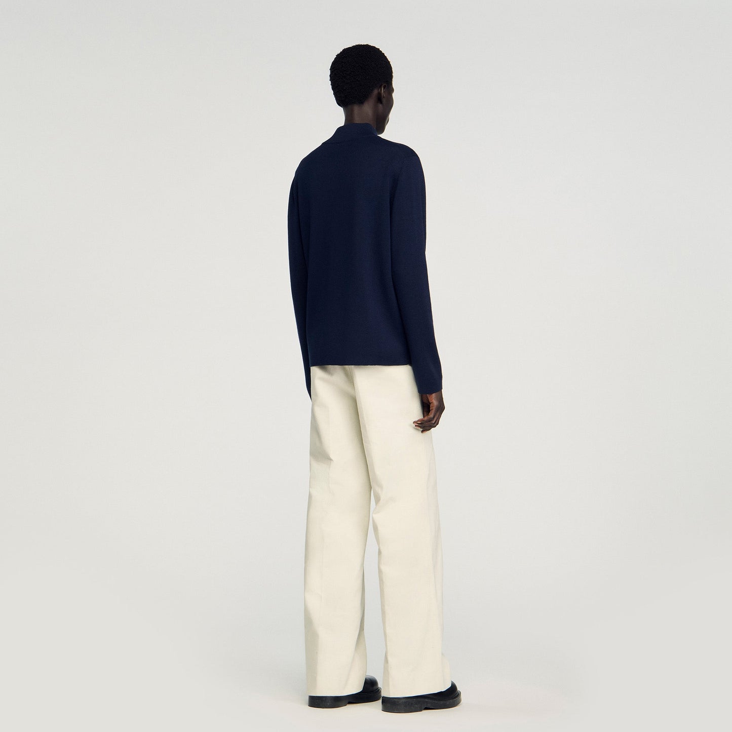 Zip Sweater Wool Jumper With Zip Collar Midnight Blue