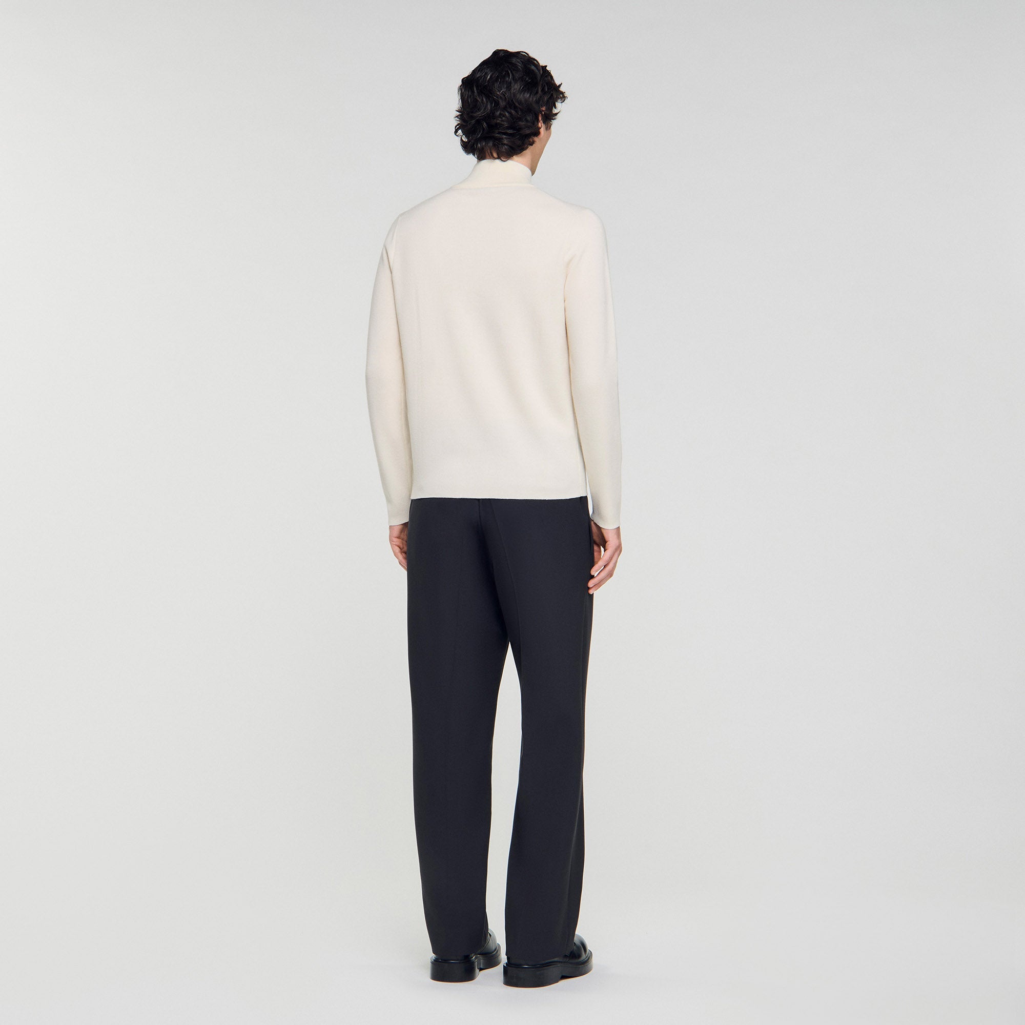Zip Sweater Wool Jumper With Zip Collar Off White