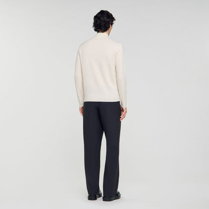 Zip Sweater Wool Jumper With Zip Collar Off White