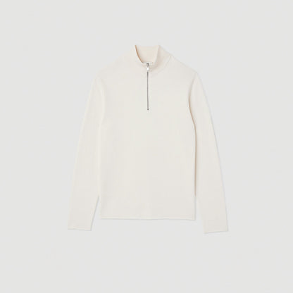 Zip Sweater Wool Jumper With Zip Collar Off White