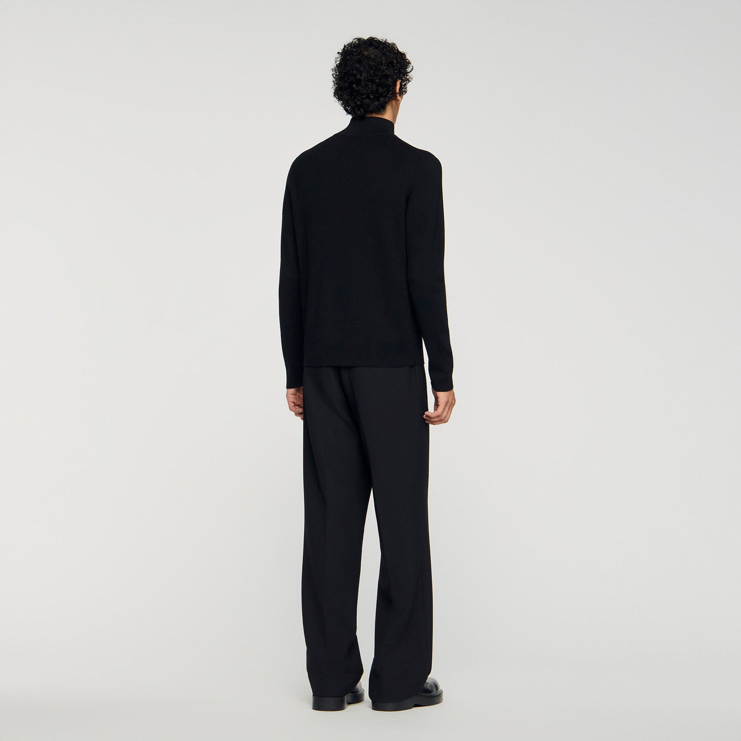 Zip Sweater Wool Sweater With Zipped Collar Carbon Black
