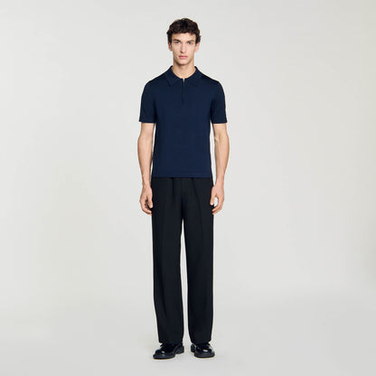 Knitted Polo Shirt Navy Blue