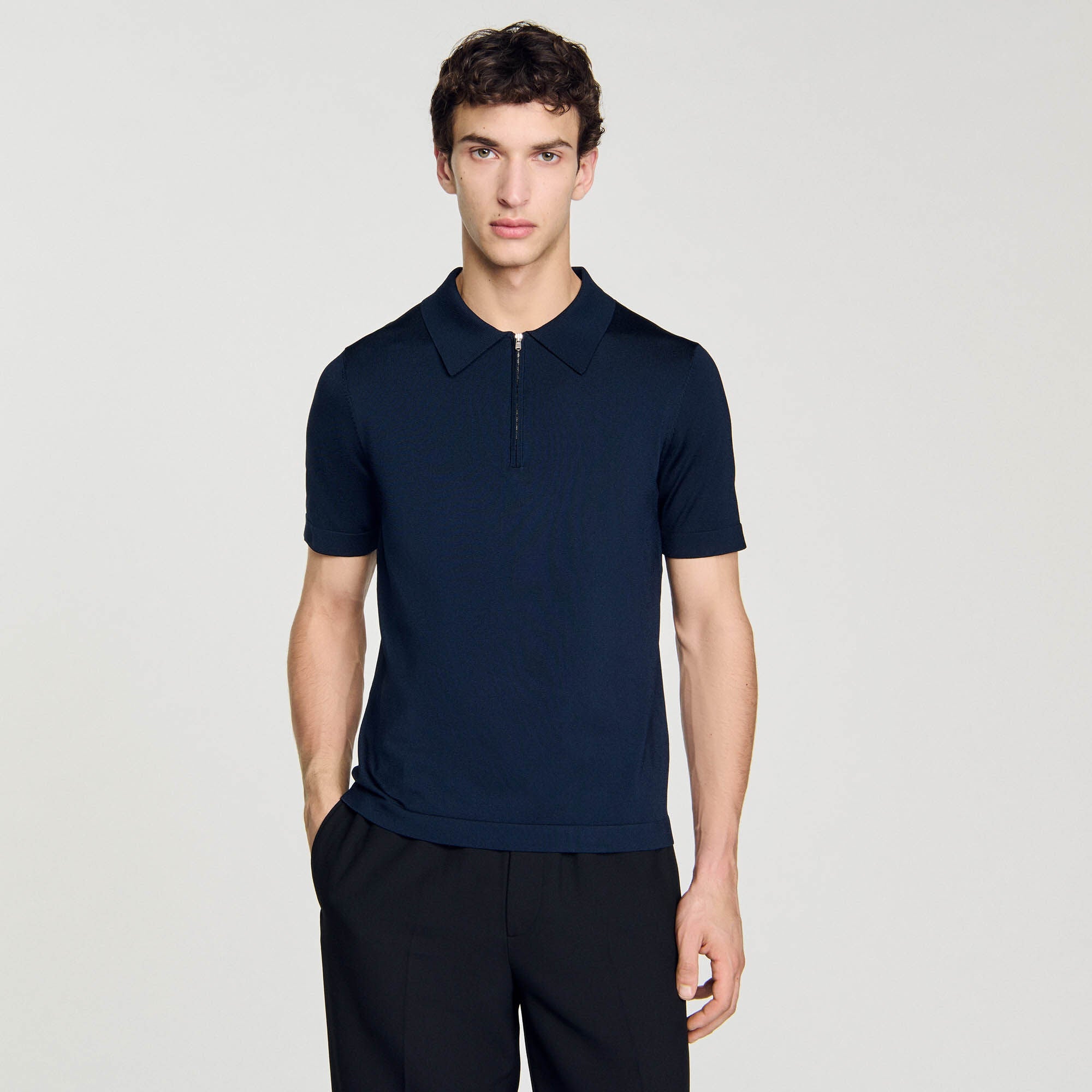 Knitted Polo Shirt Navy Blue