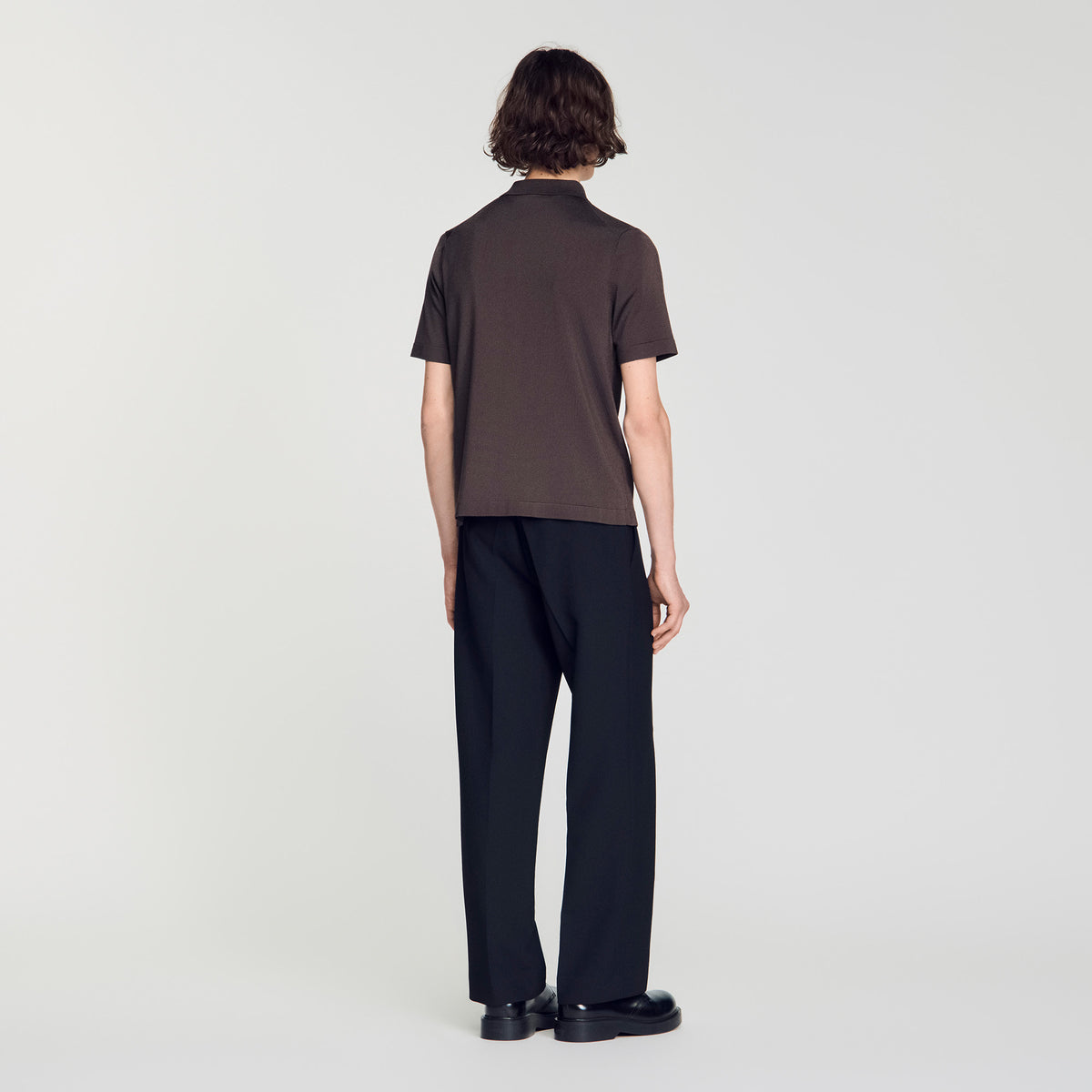 Pablo Zip Zip-up knit polo shirt Chocolate