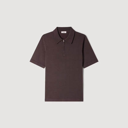 Pablo Zip Zip-up knit polo shirt Chocolate