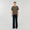Pablo Zip Knitted Polo Shirt Taupe