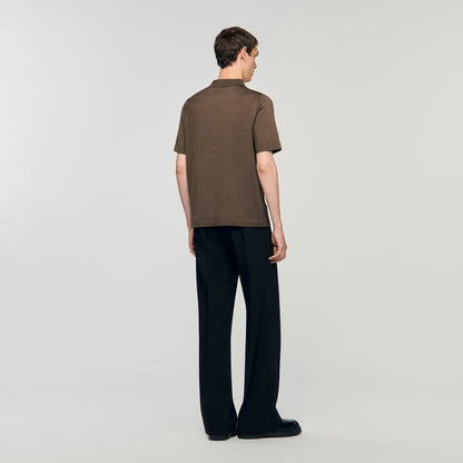 Pablo Zip Knitted Polo Shirt Taupe