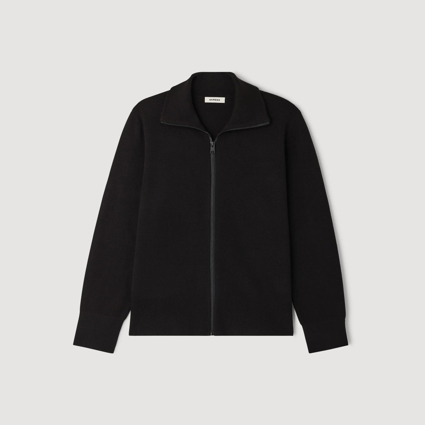 Trucker Cardigan Zip-Up Wool Cardigan Black