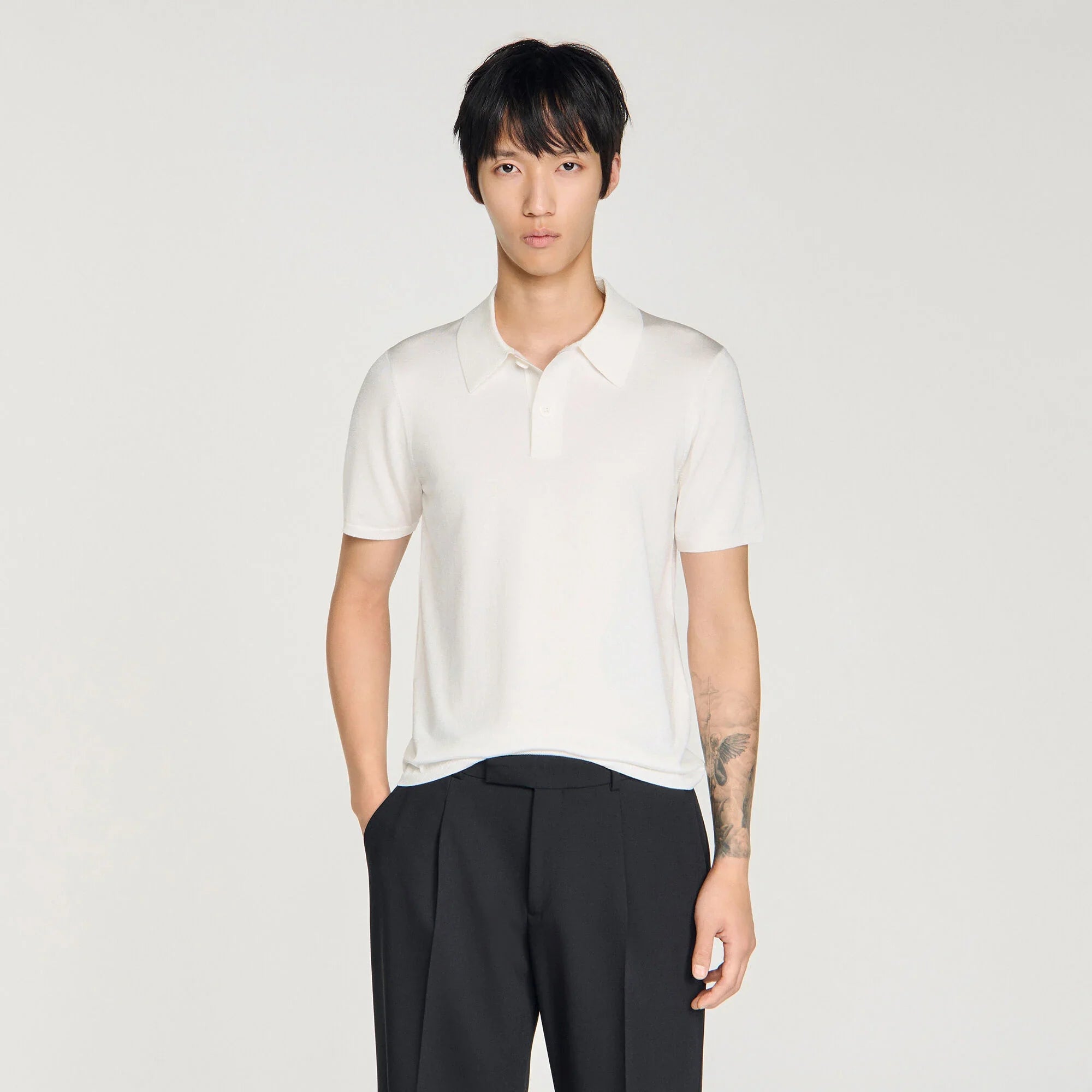 Pablo Short-Sleeve Knitted Polo Shirt White