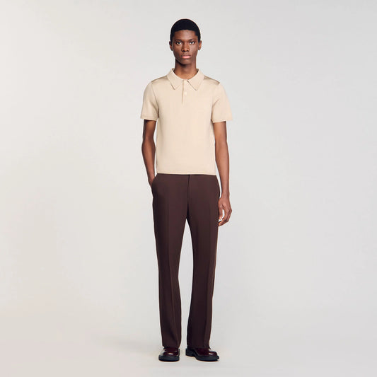 Pablo Short-Sleeve Knitted Polo Shirt Oats