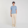 Short-Sleeve Knitted Polo Shirt Chambray