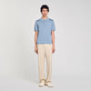 Short-Sleeve Knitted Polo Shirt Chambray