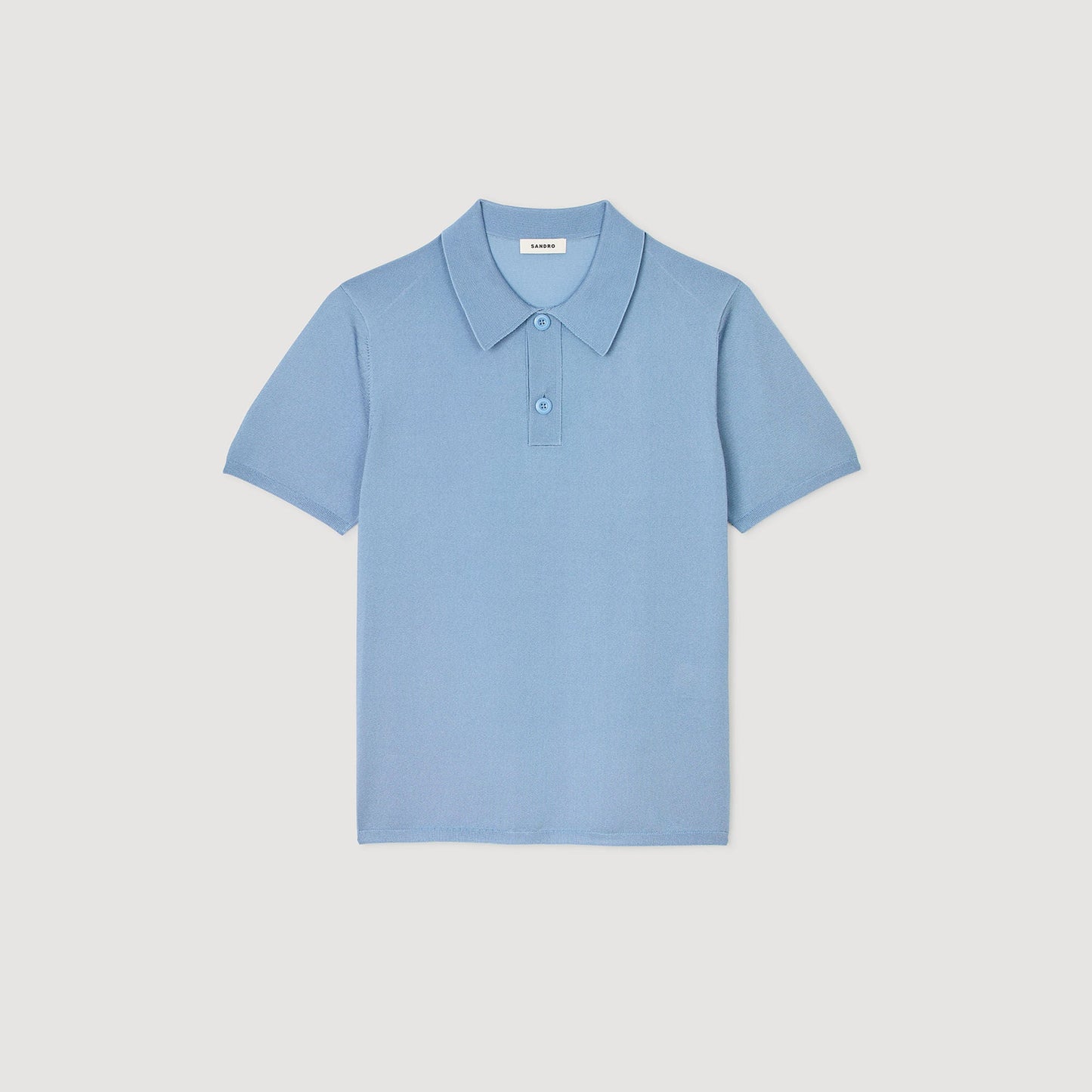 Short-Sleeve Knitted Polo Shirt Chambray