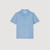 Short-Sleeve Knitted Polo Shirt Chambray
