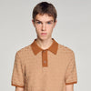 Cross Knit Polo Square Cross Polo Shirt Camel