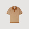 Cross Knit Polo Square Cross Polo Shirt Camel