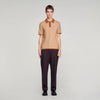 Cross Knit Polo Square Cross Polo Shirt Camel