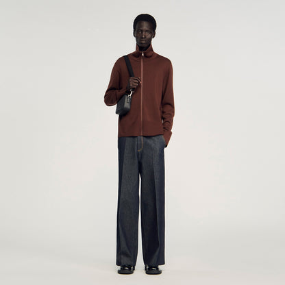 Trucker Cardigan Wool Trucker Jumper Chocolate