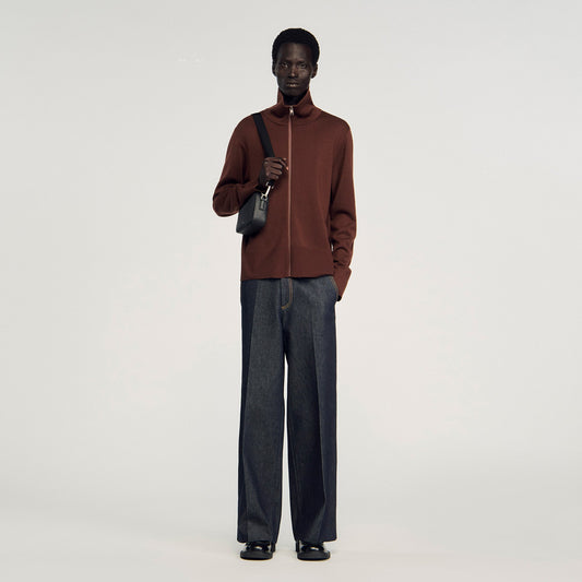 Trucker Cardigan Wool Trucker Jumper Chocolate