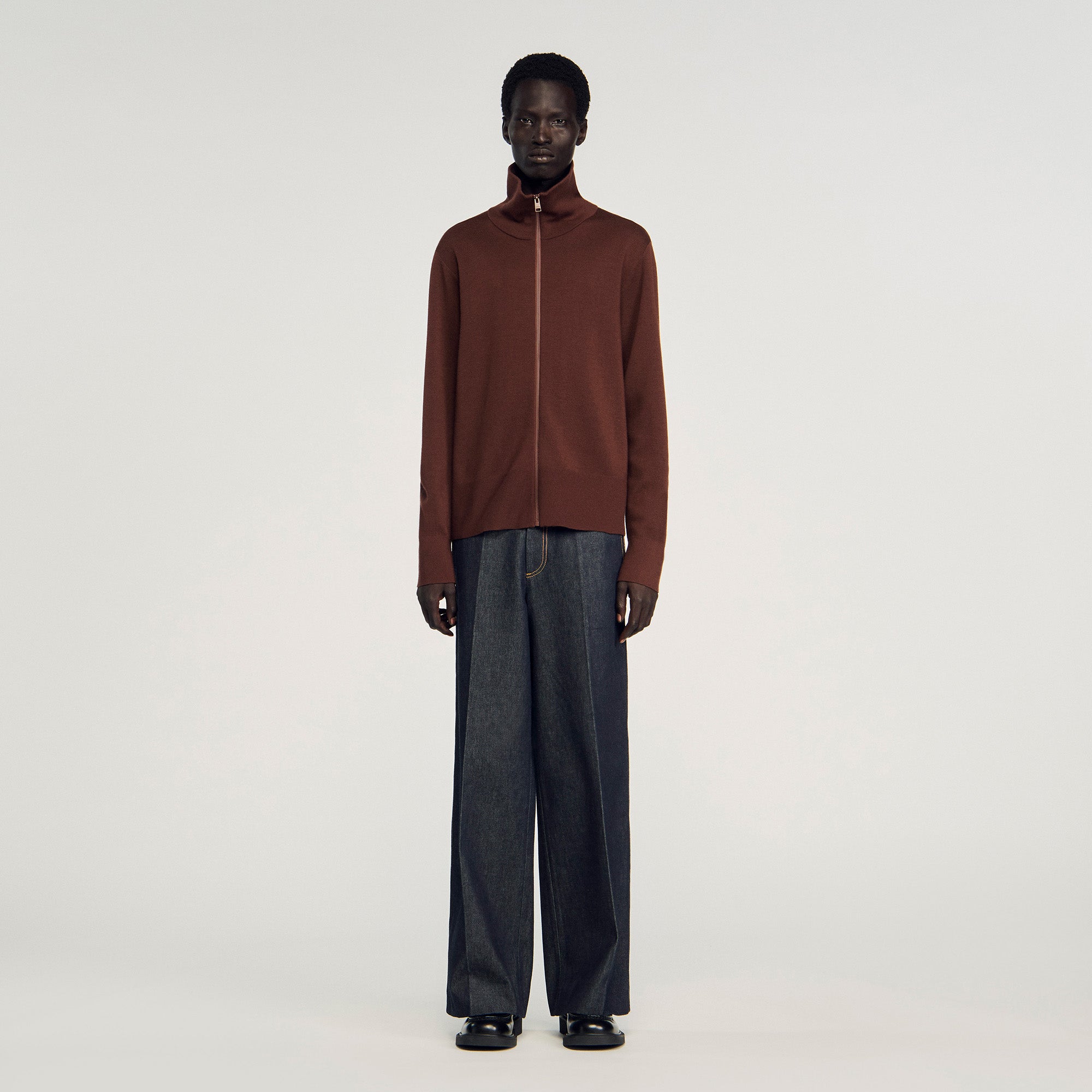 Trucker Cardigan Wool Trucker Jumper Chocolate