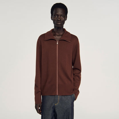 Trucker Cardigan Wool Trucker Jumper Chocolate