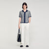 Cross Knit Shirt Square Cross Jacquard Shirt Navy Blue