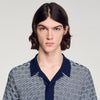 Cross Knit Shirt Square Cross Jacquard Shirt Navy Blue