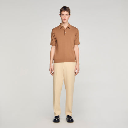 Pablo Cotton Cotton And Silk Polo Shirt Dark Camel