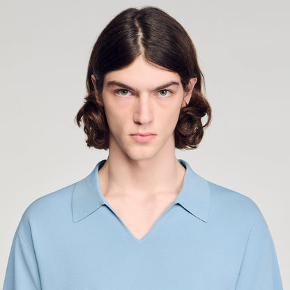 Riccardo Polo Stretch Knit Polo Shirt SKY BLUE
