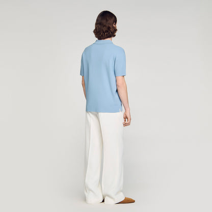 Riccardo Polo Stretch Knit Polo Shirt SKY BLUE