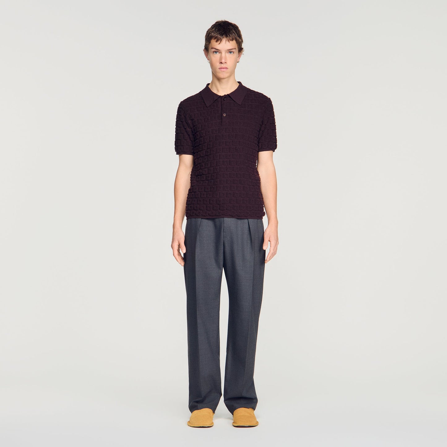 Sponge Polo  Knit Jumper Chocolate