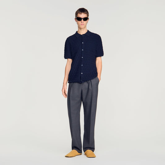 Sponge Shirt Mc Terry Knit Cardigan Navy Blue