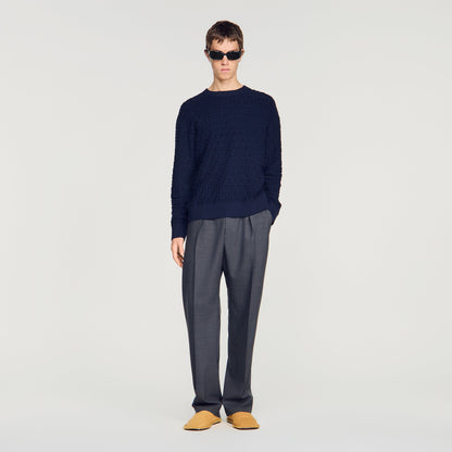 Sponge Crewneck  Knit Jumper Navy Blue