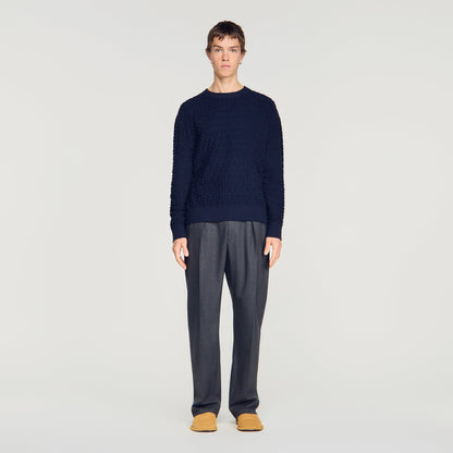 Sponge Crewneck  Knit Jumper Navy Blue