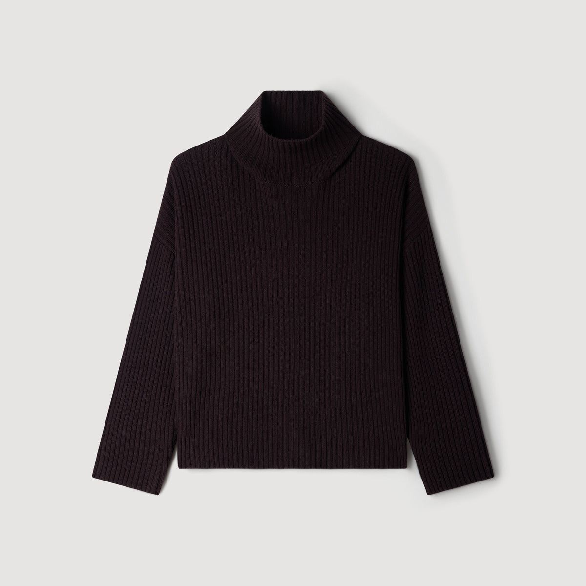 Oversize Rib Turtleneck Ribbed wool and cashmere jumper Chocolate