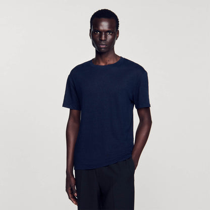 Linen T-Shirt Navy Blue