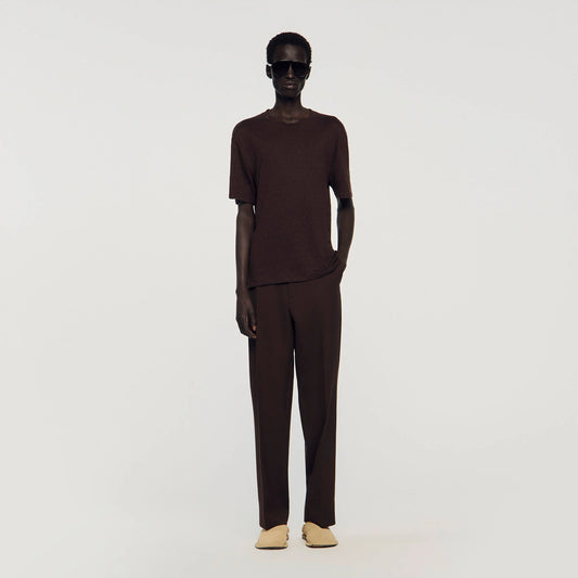 Clash Linen T-Shirt Black Brown
