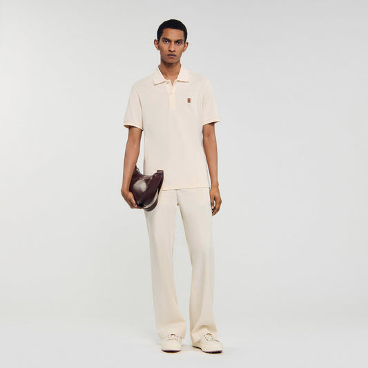 Polo Patch 4S Polo Shirt With Leather Logo Butter Cream