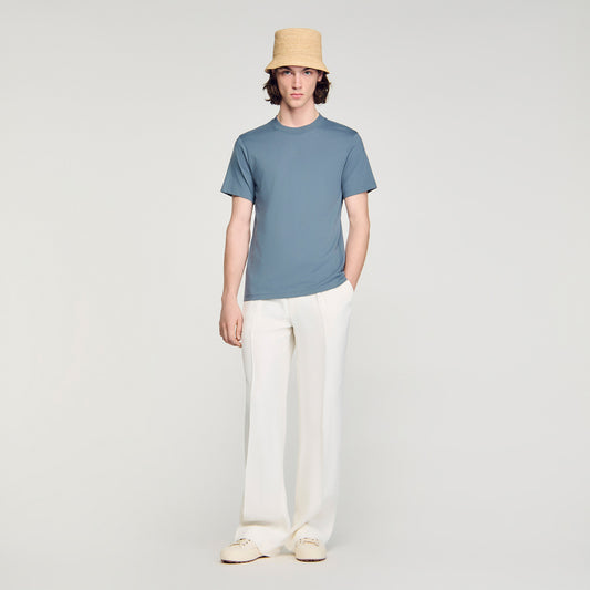 Sandro Logo Tee Cotton T-Shirt Grey / Blu