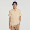 Polo Tonal Patch 4S Cotton polo shirt with leather logo Beige