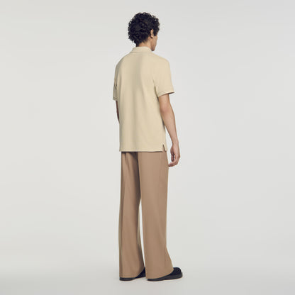 Polo Tonal Patch 4S Cotton polo shirt with leather logo Beige