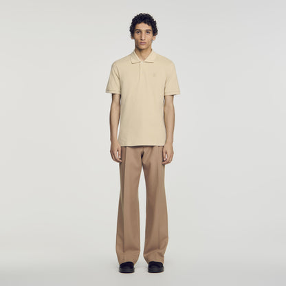 Polo Tonal Patch 4S Cotton polo shirt with leather logo Beige
