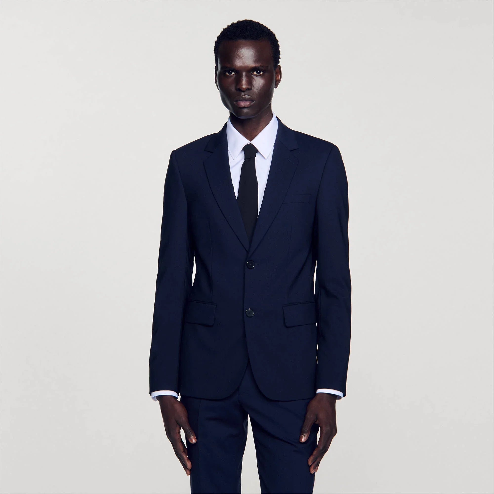 Classic Wool Suit Jacket Navy Blue