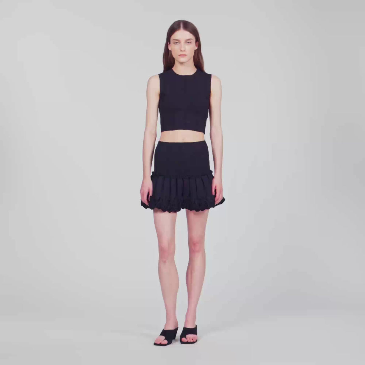 Noe Cropped ribbed knit top Black