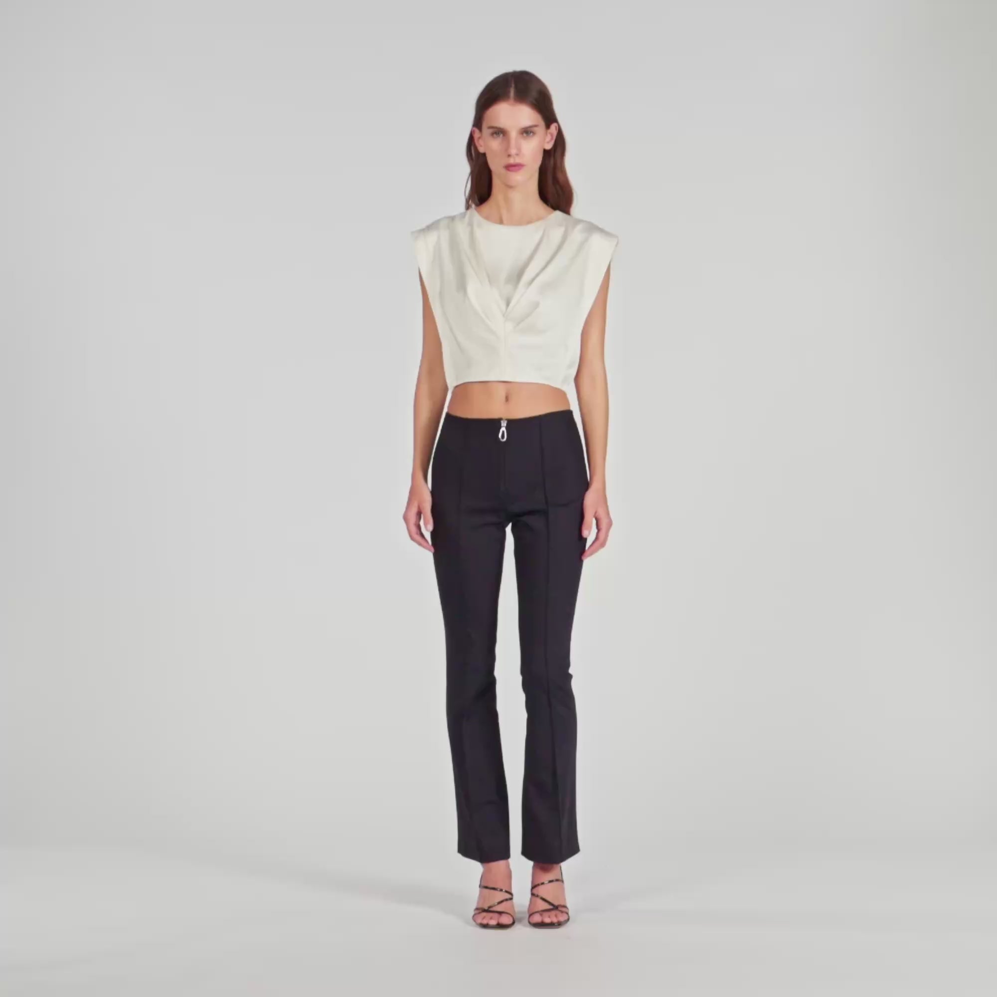 Mody Pleat And Zip Trousers BLACK