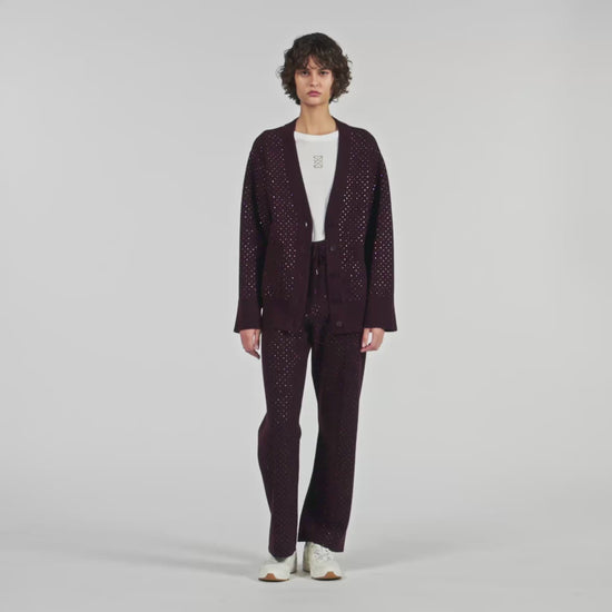 Vaddy Long Rhinestone Cardigan Light Purple