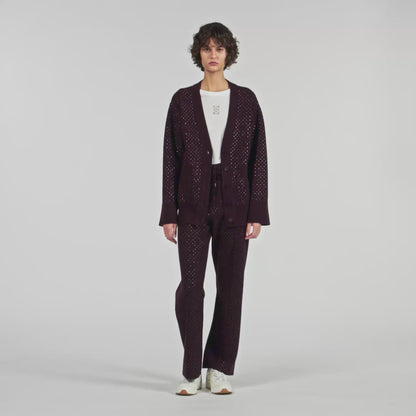 Vaddy Long Rhinestone Cardigan Light Purple