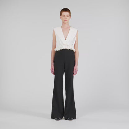 Manhattan Satin Stripe Suit Trousers Black