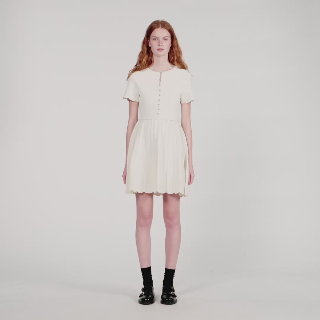 Gisele Pointelle Knit Short Dress ECRU