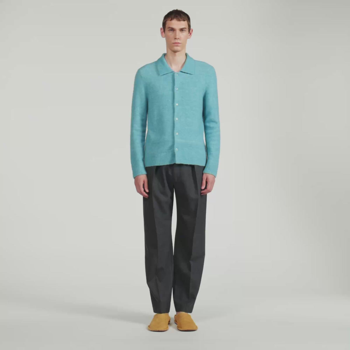 Mohair Shirt Cardigan Alpaca and wool cardigan Turquoise